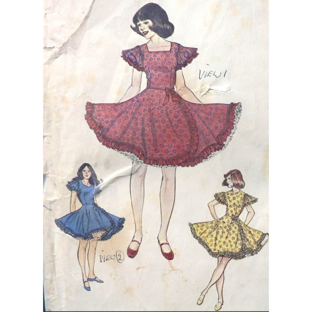 Authentic Patterns Inc Sewing Pattern 280 Western Square Dance Dress Sz 12-14-16